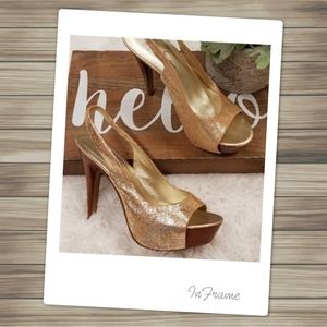 Jessica Simpson Leather Platform Peep Toe Heels